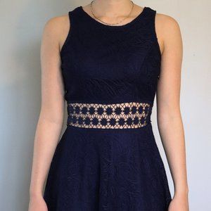Francesca Navy Lace Flower Dress | 019